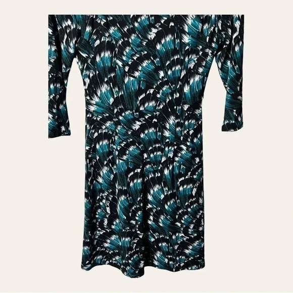 Women’s WHITE HOUSE BLACK MARKET MINI DRESS XXS TEAL WHITE BLACK 3/4 SLEEVE - Picture 9 of 9